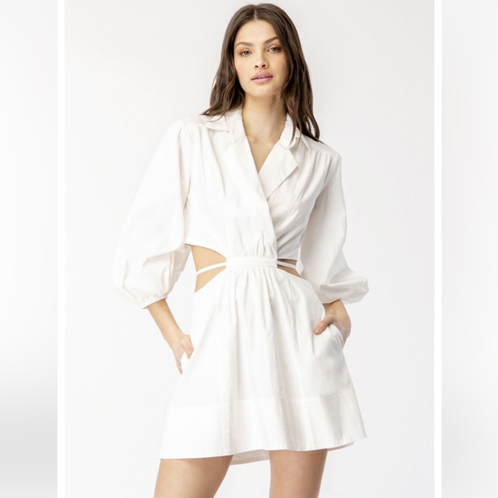 Bardot Arden Mini Poplin Cut Out Dress In Orchid White